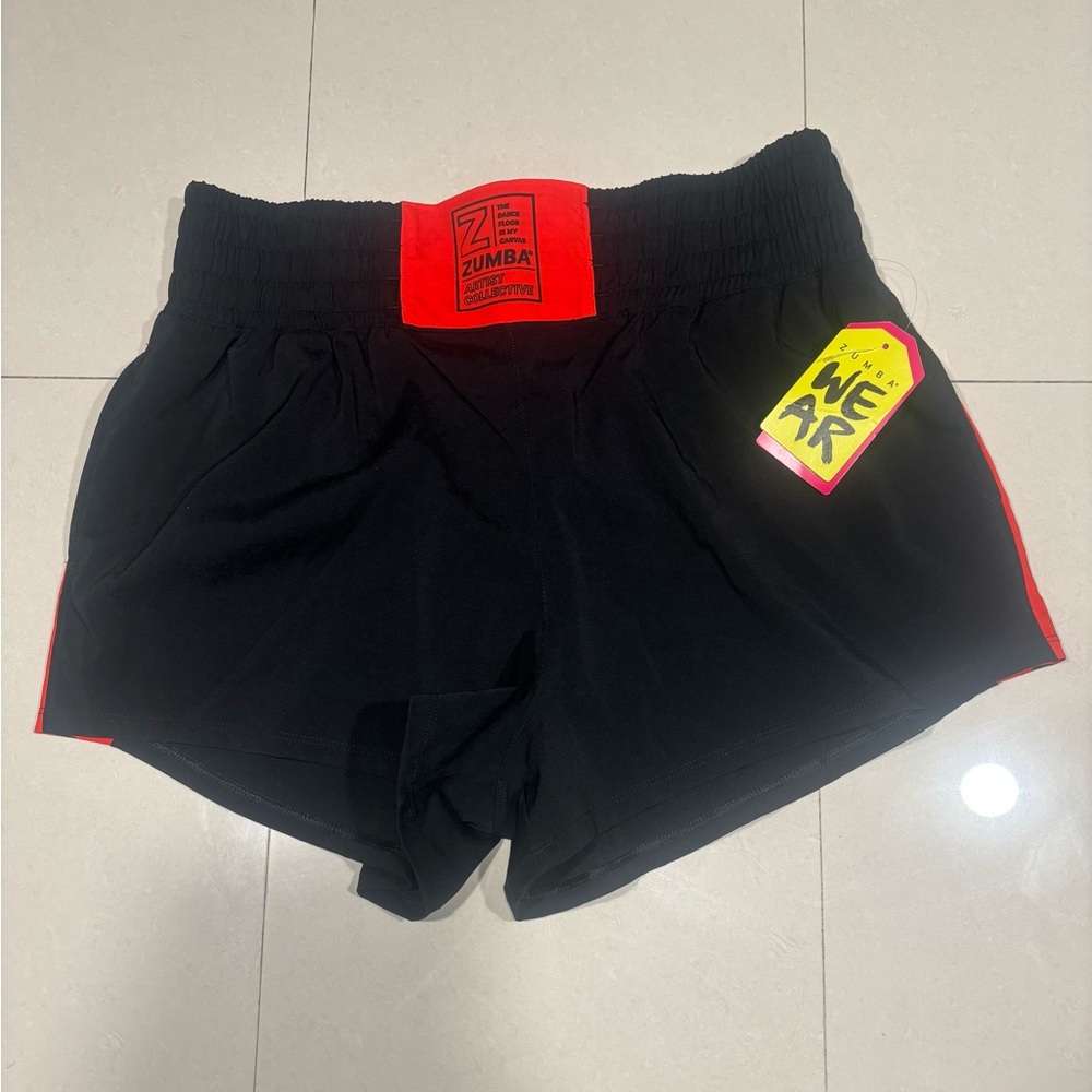 Zumba Fitness Black Shorts with Red Highlights